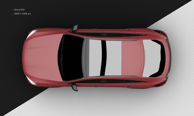 isolated realistic matte red luxury modern sedan muscle sport car from top view