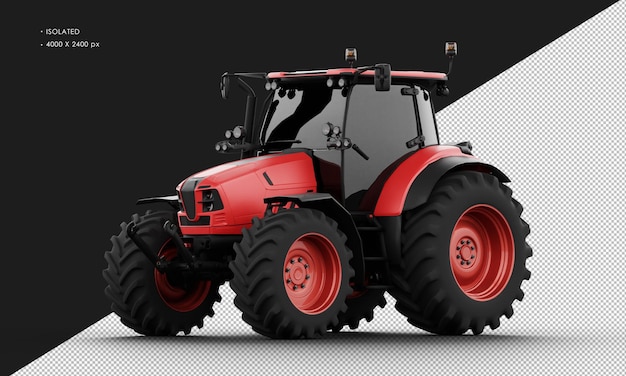 Isolated realistic matte red metal skidsteer loader from left front view