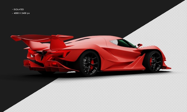 PSD isolated realistic matte red modern super sport racing car from right rear view