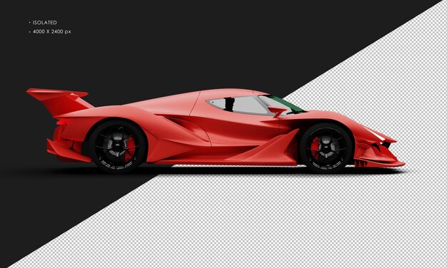 PSD isolated realistic matte red modern super sport racing car from right side view