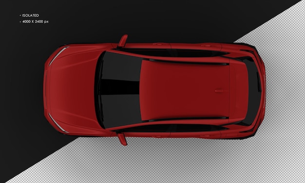 Isolated Realistic Matte red Sport City SUV Car from Top View