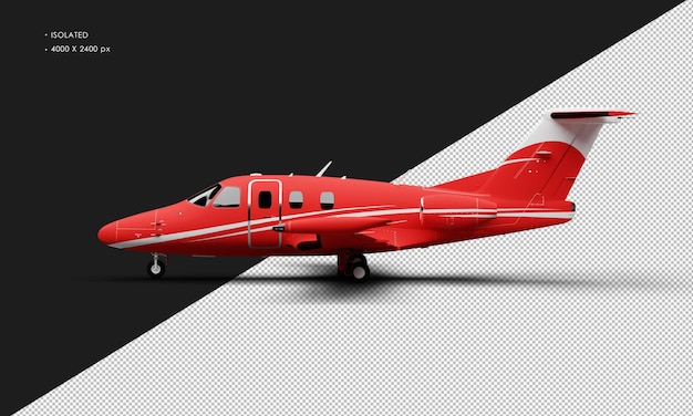 Isolated realistic matte red twin engine light jet airplane from left side view