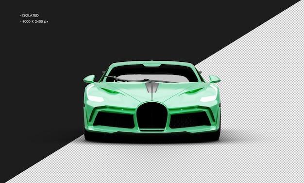 PSD isolated realistic matte titanium green deluxe racing sport super car from front view