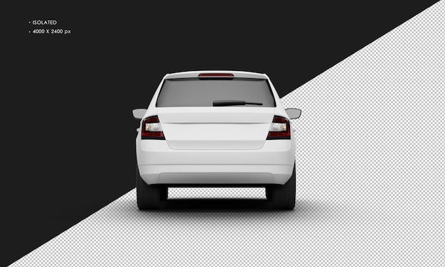 PSD isolated realistic matte white elegant modern city car from rear view