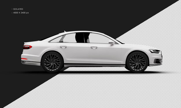 PSD isolated realistic matte white elegant modern city sedan car from right side view