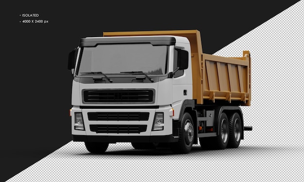 PSD isolated realistic matte white heavy duty trucks car from left front angle view