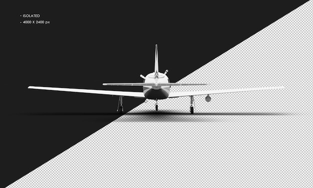 PSD isolated realistic matte white luxury single engine turboprop airplane from rear view