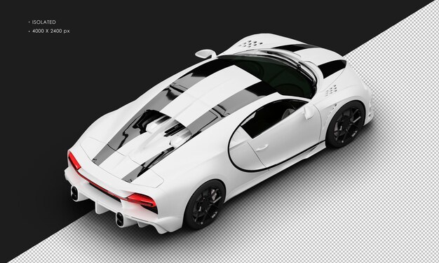 PSD isolated realistic matte white luxury stripes sport sedan super carfrom top right rear view