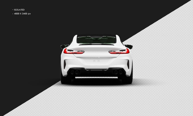 PSD isolated realistic matte white modern elegant super sport car from rear view