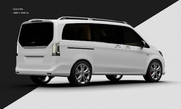 PSD isolated realistic matte white modern luxury city van car from right rear view