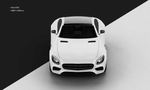 Isolated realistic matte white sedan sport city car from top front view