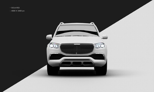 Isolated realistic matte white turbo engine ultimate luxury suv car from front view