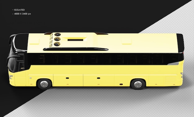 Isolated realistic matte yellow city bus car from top left view