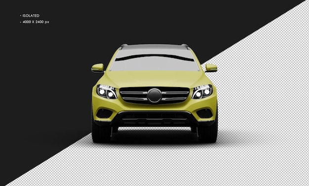 PSD isolated realistic matte yellow exclusive modern city luxury suv car from front view
