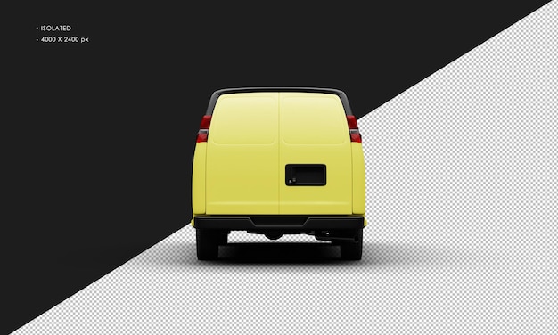 Isolated Realistic Matte Yellow Full Size Cargo Blind Van Car From Rear View