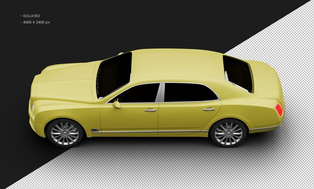 PSD isolata realistica matte giallo full size grand luxury sedan vista dall'alto a sinistra