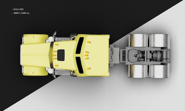 Auto semitrucks per impieghi gravosi gialla opaca realistica isolata dalla vista dall'alto