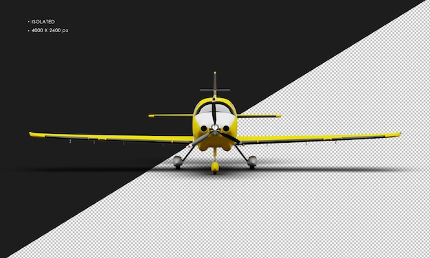 Isolated realistic matte yellow propeller low single engine propeller low wing light airplane