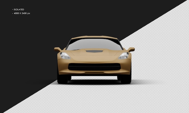 Изолированный реалистичный металлический золотой титановый современный супер спортивный автомобиль с вида спереди
