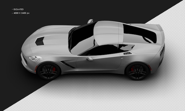 Isolato realistico grigio metallo titanio moderno super sport car dalla vista in alto a sinistra