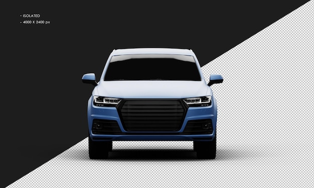 Isolato realistico metallo blu opaco sport elegante suv auto dalla vista frontale