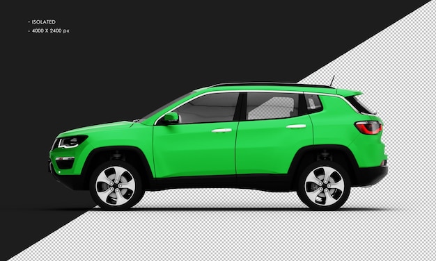 Isolated realistic metal matte green car suv from left side view