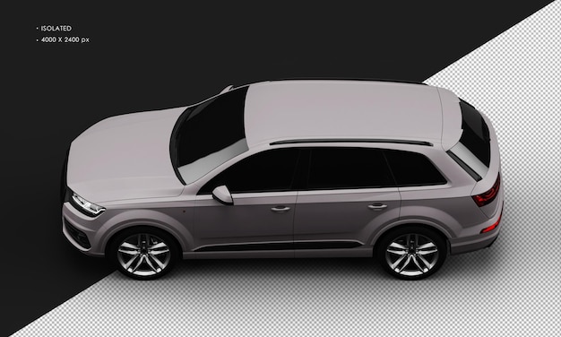 Isolato realistico metallo grigio titanio opaco sport elegante suv auto dalla vista in alto a sinistra