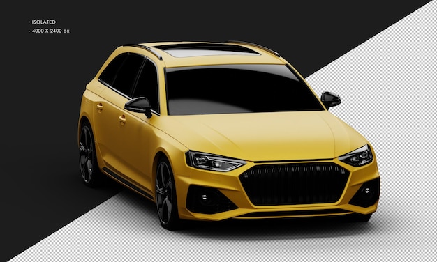 Isolated Realistic Metal Matte Titanium yellow Modern City Sport Car from Right Front Angle View