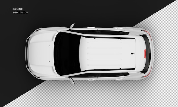 Isolated Realistic Metal Matte white Car SUV from Top View