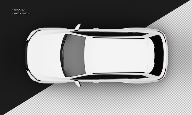 Isolated realistic metal matte white sport elegant suv car from top view