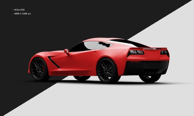 PSD isolated realistic metal red titanium modern super sport car from left rear view