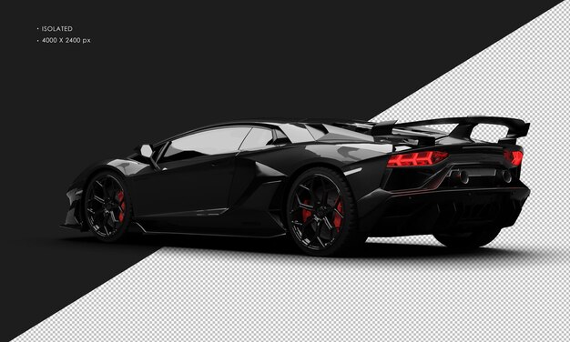 PSD isolato realistic metallic black aerodynamic modern ultra sport super car da sinistra vista posteriore