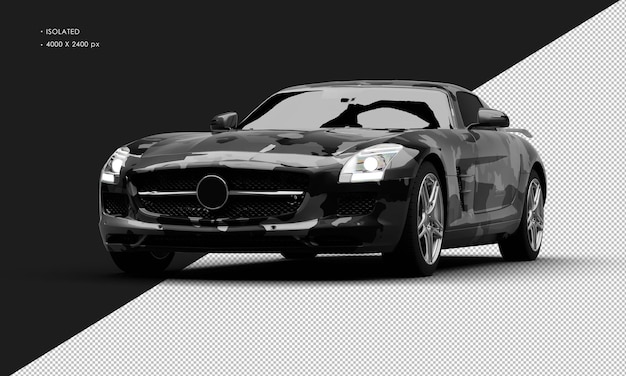 孤立した現実的なメタリックブラックカモフラージュ 電気モダンスポーツスーパーカー 左前角から