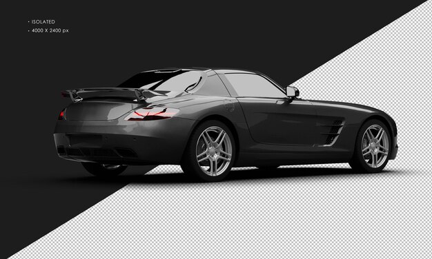 PSD isolated realistic metallic black electric modern sport super car from right rear view