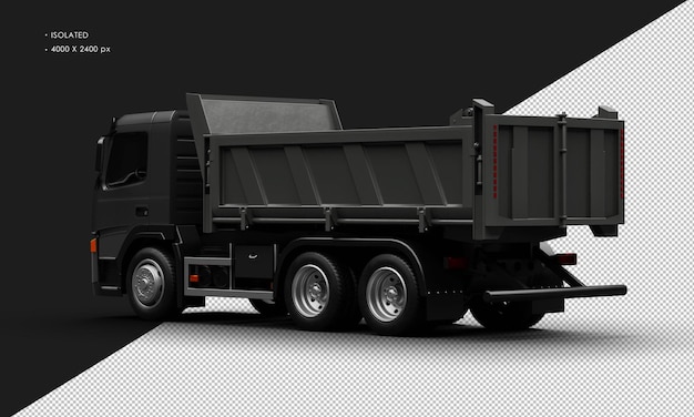 PSD isolated realistic metallic black heavy duty trucks car from left rear view