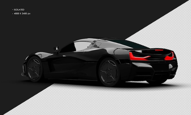 PSD isolated realistic metallic black hyper racing sport super car from left rear view