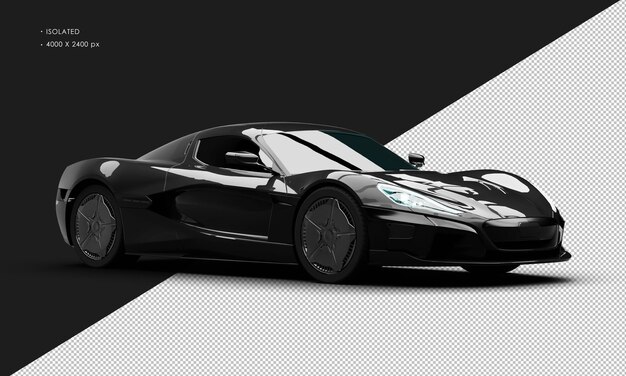 PSD isolated realistic metallic black hyper racing sport super car from right front view