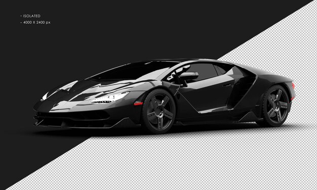 Isolato realistic metallic black limited modern ultra sport super car da sinistra vista anteriore