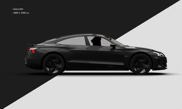 PSD isolated realistic metallic black modern city sedan sport car from right side view