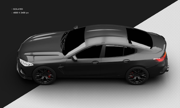PSD Изолированный реалистичный металлический черный современный элегантный большой супер спортивный автомобиль с видом сверху слева