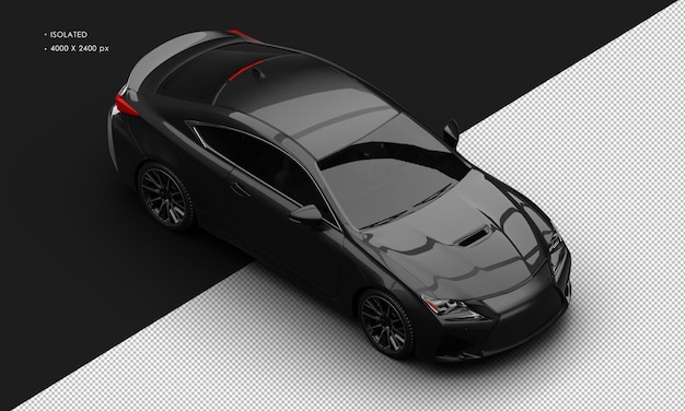 Automobile sportiva elegante moderna nera metallica realistica isolata dalla vista frontale superiore destra