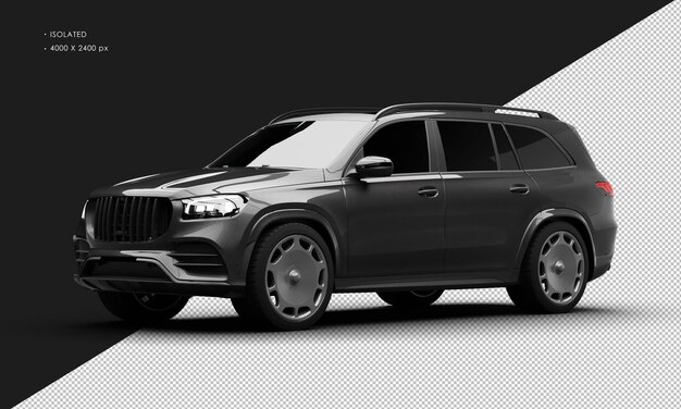 PSD isolated realistic metallic black modern high performance sport suv car from left front view
