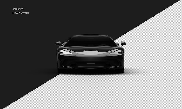 isolated realistic metallic black modern super sport car from front view