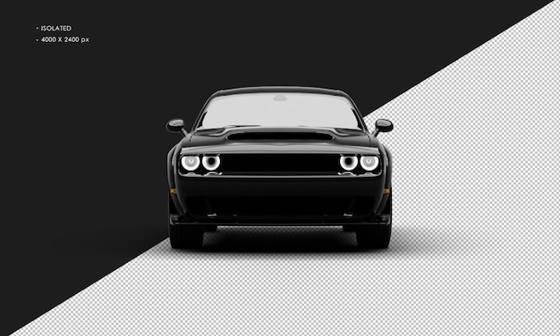 isolated realistic metallic black modern super sport muscle car from front view