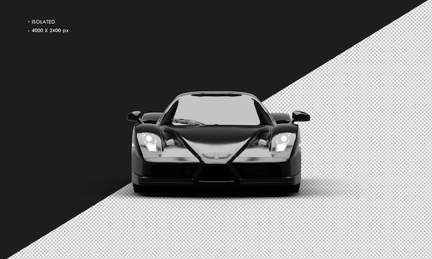 PSD Изолированный реалистичный металлический черный современный супер спортивный гоночный автомобиль с вида спереди