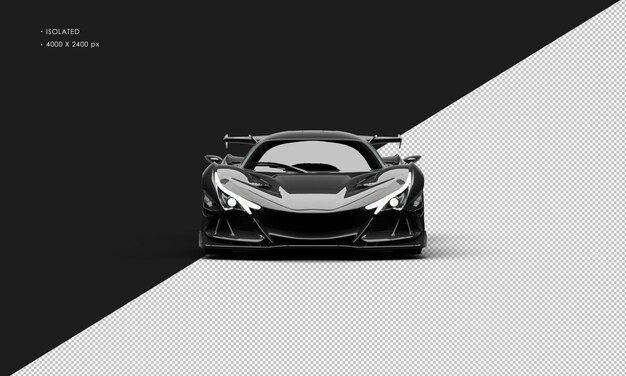 PSD isolated realistic metallic black modern super sport racing car from front view