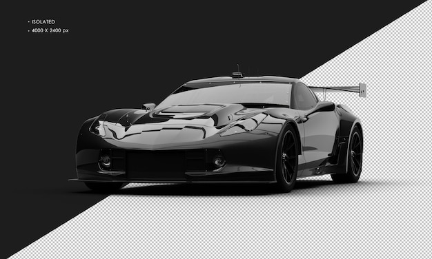 PSD 왼쪽 전면 각도 보기에서 고립 된 현실적인 금속 블랙 슈퍼 스포츠 경주용 자동차