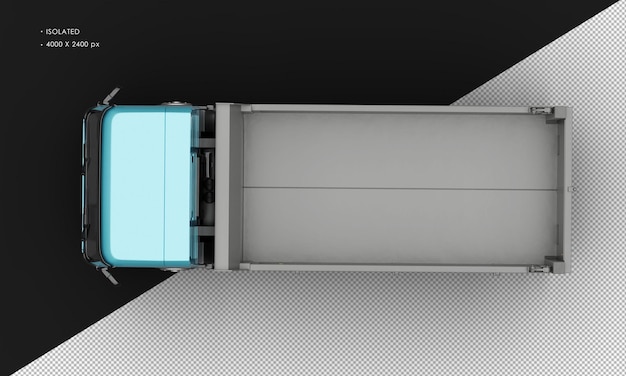 PSD Изолированный реалистичный металлический синий тяжелый грузовик с вершины