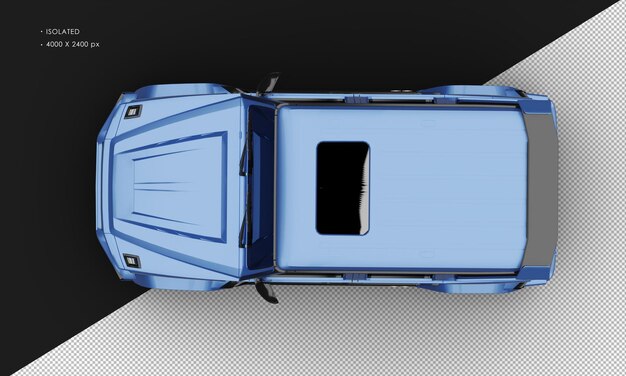 PSD Изолированный реалистичный металлический синий роскошный современный чистый спортивный внедорожник с видом сверху