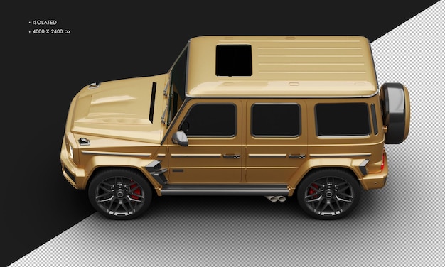 PSD isolated realistic metallic brown twin turbo four wheel drive luxury suv car from top left